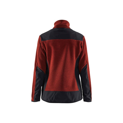 Blaklader 59432536 Womens Knitted Jacket With Softshell Burned Red/Black Rear #colour_burned-red-black