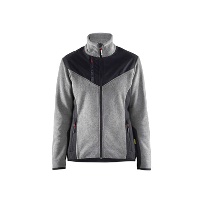 Blaklader 59432536 Womens Knitted Jacket With Softshell Grey Melange/Black Main #colour_grey-melange-black