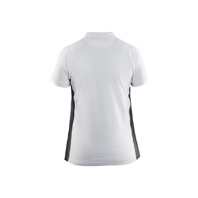 Blaklader 33901050 Womens Polo Shirt White/Dark Grey Rear #colour_white-dark-grey