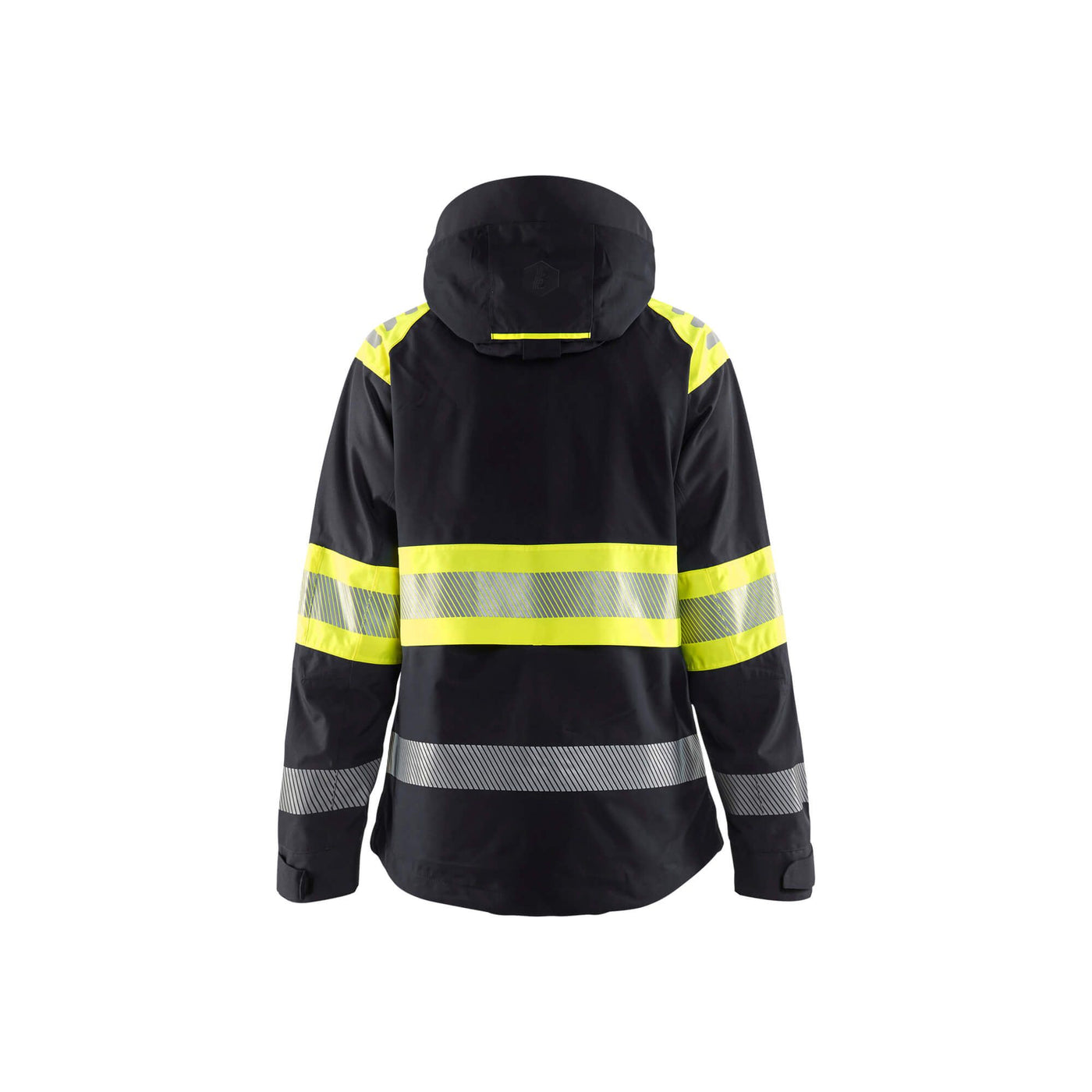 Blaklader 44301977 Womens Shell Jacket Hi-Vis Black/Hi-Vis Yellow Rear #colour_black-hi-vis-yellow