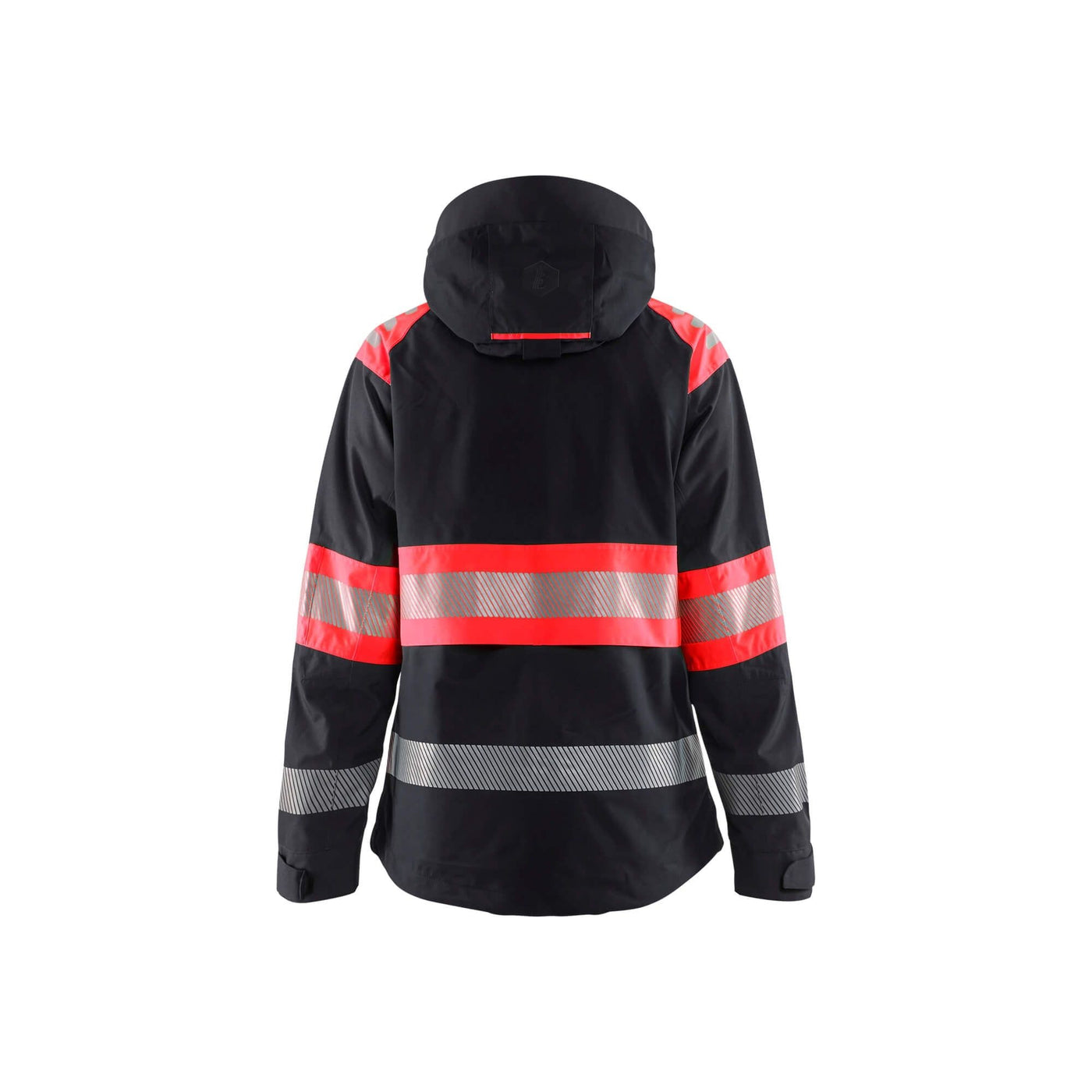Blaklader 44301977 Womens Shell Jacket Hi-Vis Black/Red Rear #colour_black-red