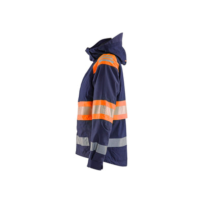 Blaklader 44301977 Womens Shell Jacket Hi-Vis Navy Blue/Orange Left #colour_navy-blue-orange