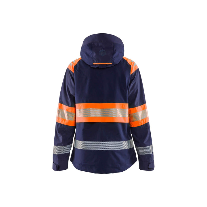 Blaklader 44301977 Womens Shell Jacket Hi-Vis Navy Blue/Orange Rear #colour_navy-blue-orange