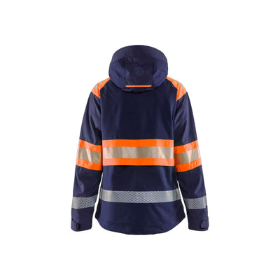 Blaklader 44301977 Womens Shell Jacket Hi-Vis Navy Blue/Orange Rear #colour_navy-blue-orange