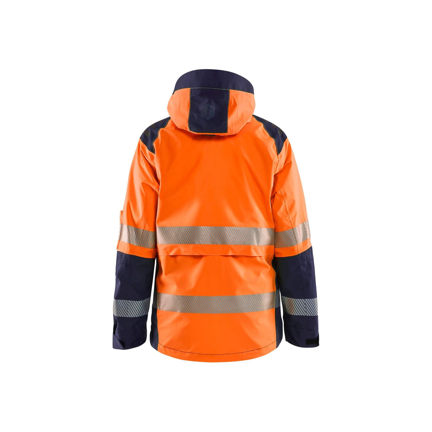 Blaklader 44361987 Womens Shell Jacket Hi-Vis Orange/Navy Blue Rear #colour_orange-navy-blue