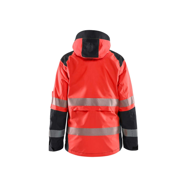 Blaklader 44361987 Womens Shell Jacket Hi-Vis Red/Black Rear #colour_red-black