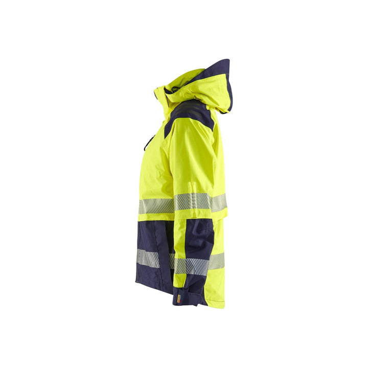 Blaklader 44361987 Womens Shell Jacket Hi-Vis Yellow/Navy Blue Left #colour_yellow-navy-blue