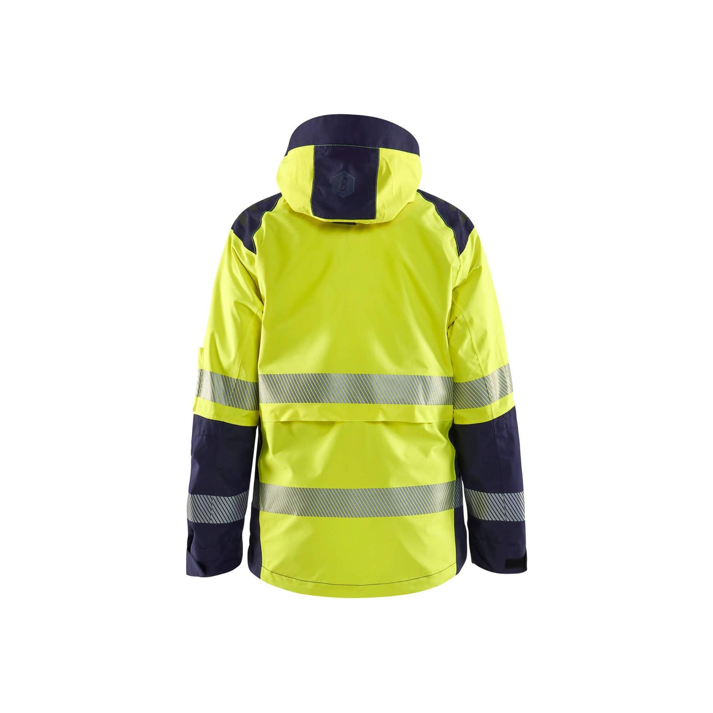Blaklader 44361987 Womens Shell Jacket Hi-Vis Yellow/Navy Blue Rear #colour_yellow-navy-blue