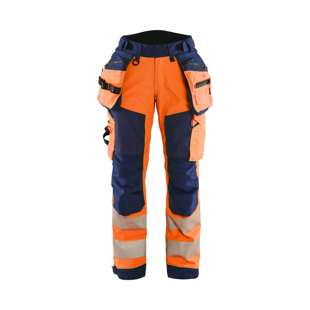 Blaklader 71182513 Womens Softshell Hi-Vis Trousers Orange/Navy Blue Main #colour_orange-navy-blue