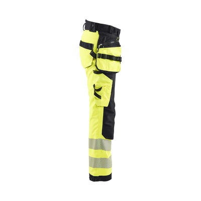 Blaklader 71182513 Womens Softshell Hi-Vis Trousers Yellow/Black Right #colour_yellow-black