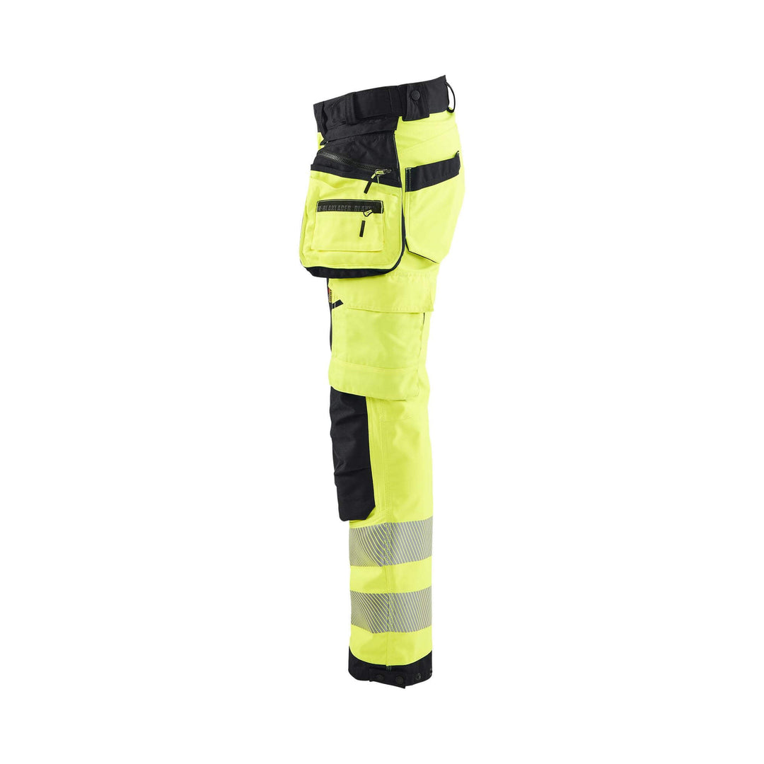 Blaklader 71182513 Womens Softshell Hi-Vis Trousers Yellow/Black Left #colour_yellow-black