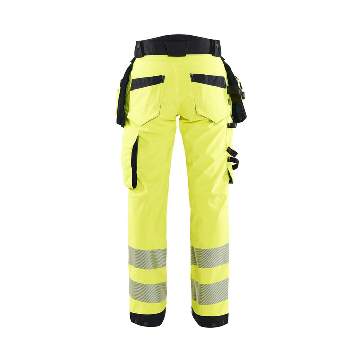 Blaklader 71182513 Womens Softshell Hi-Vis Trousers Yellow/Black Rear #colour_yellow-black