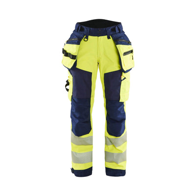 Blaklader 71182513 Womens Softshell Hi-Vis Trousers Yellow/Navy Blue Main #colour_yellow-navy-blue