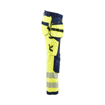 Blaklader 71182513 Womens Softshell Hi-Vis Trousers Yellow/Navy Blue Right #colour_yellow-navy-blue