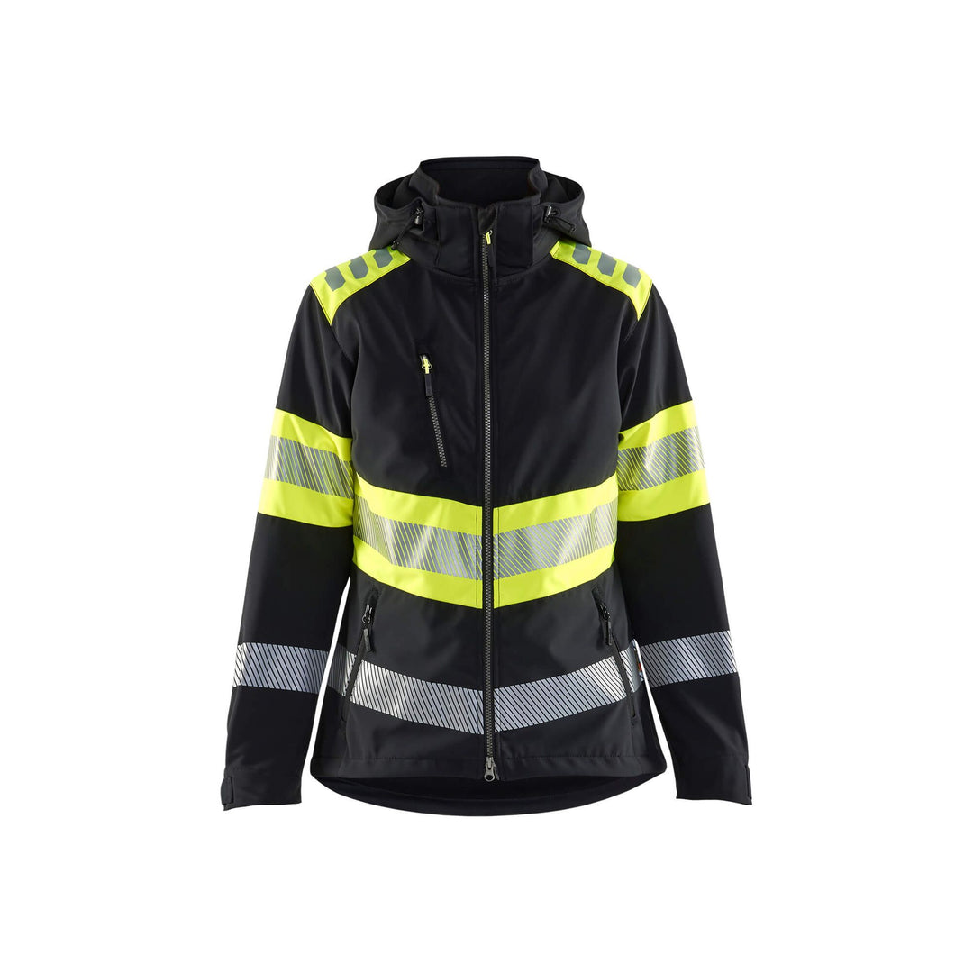 Blaklader 44042513 Womens Softshell Jacket Hi-Vis Black/Hi-Vis Yellow Main #colour_black-hi-vis-yellow