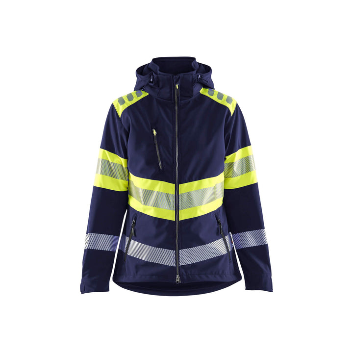 Blaklader 44042513 Womens Softshell Jacket Hi-Vis Navy Blue/Hi-Vis Yellow Main #colour_navy-blue-hi-vis-yellow