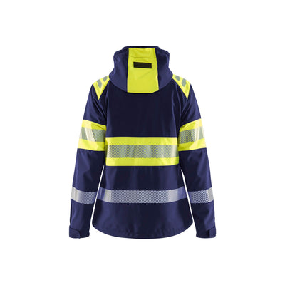 Blaklader 44042513 Womens Softshell Jacket Hi-Vis Navy Blue/Hi-Vis Yellow Rear #colour_navy-blue-hi-vis-yellow