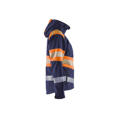 Blaklader 44042513 Womens Softshell Jacket Hi-Vis Navy Blue/Orange Right #colour_navy-blue-orange