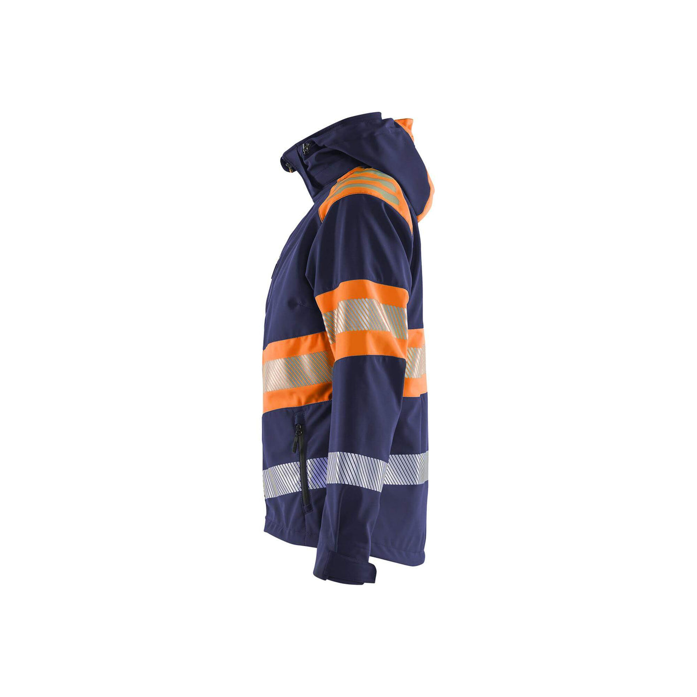 Blaklader 44042513 Womens Softshell Jacket Hi-Vis Navy Blue/Orange Left #colour_navy-blue-orange