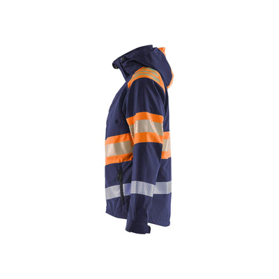 Blaklader 44042513 Womens Softshell Jacket Hi-Vis Navy Blue/Orange Left #colour_navy-blue-orange