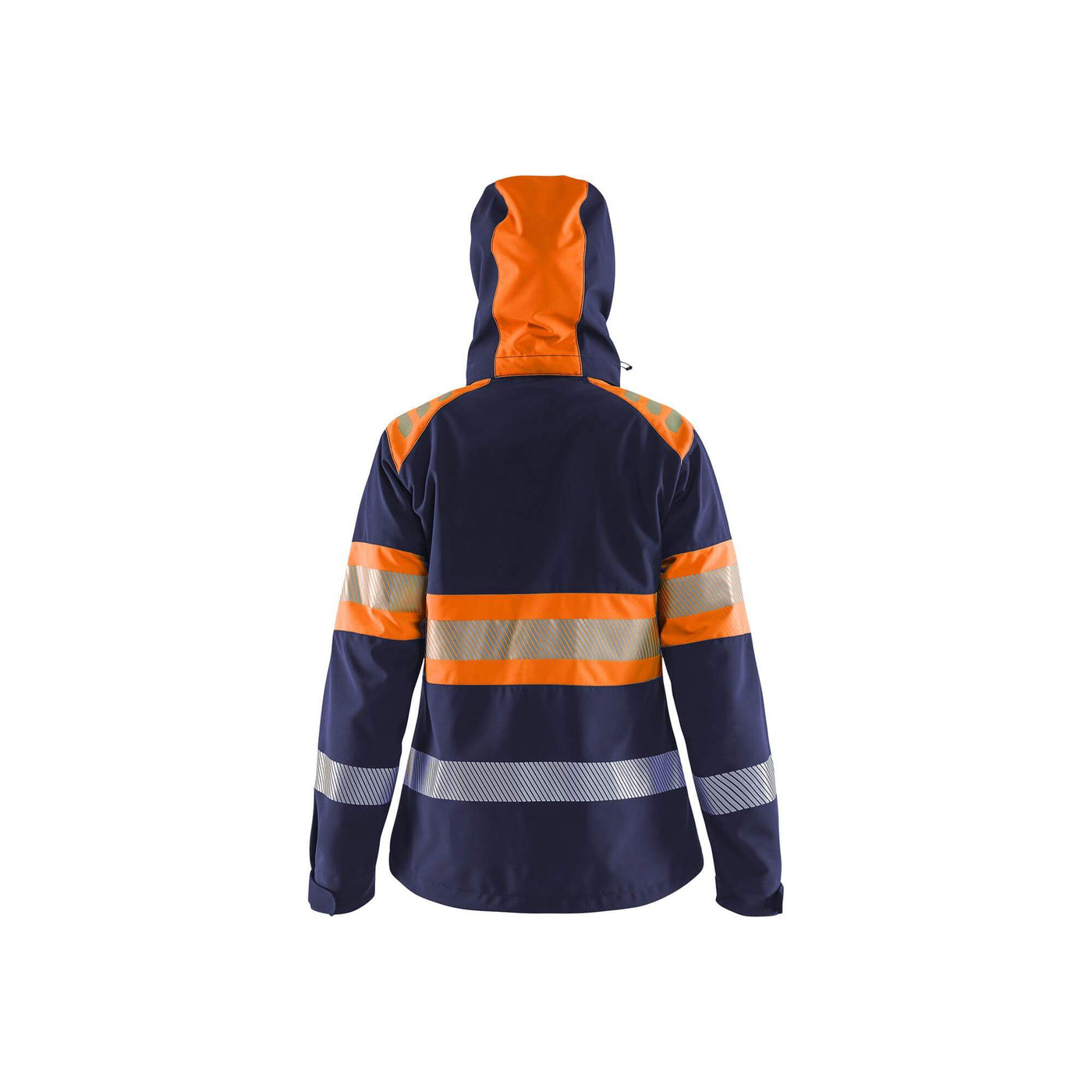 Blaklader 44042513 Womens Softshell Jacket Hi-Vis Navy Blue/Orange Rear2 #colour_navy-blue-orange