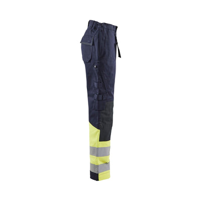 Blaklader 71811514 Womens Trousers Multinorm Navy Blue/Hi-Vis Yellow Right #colour_navy-blue-hi-vis-yellow