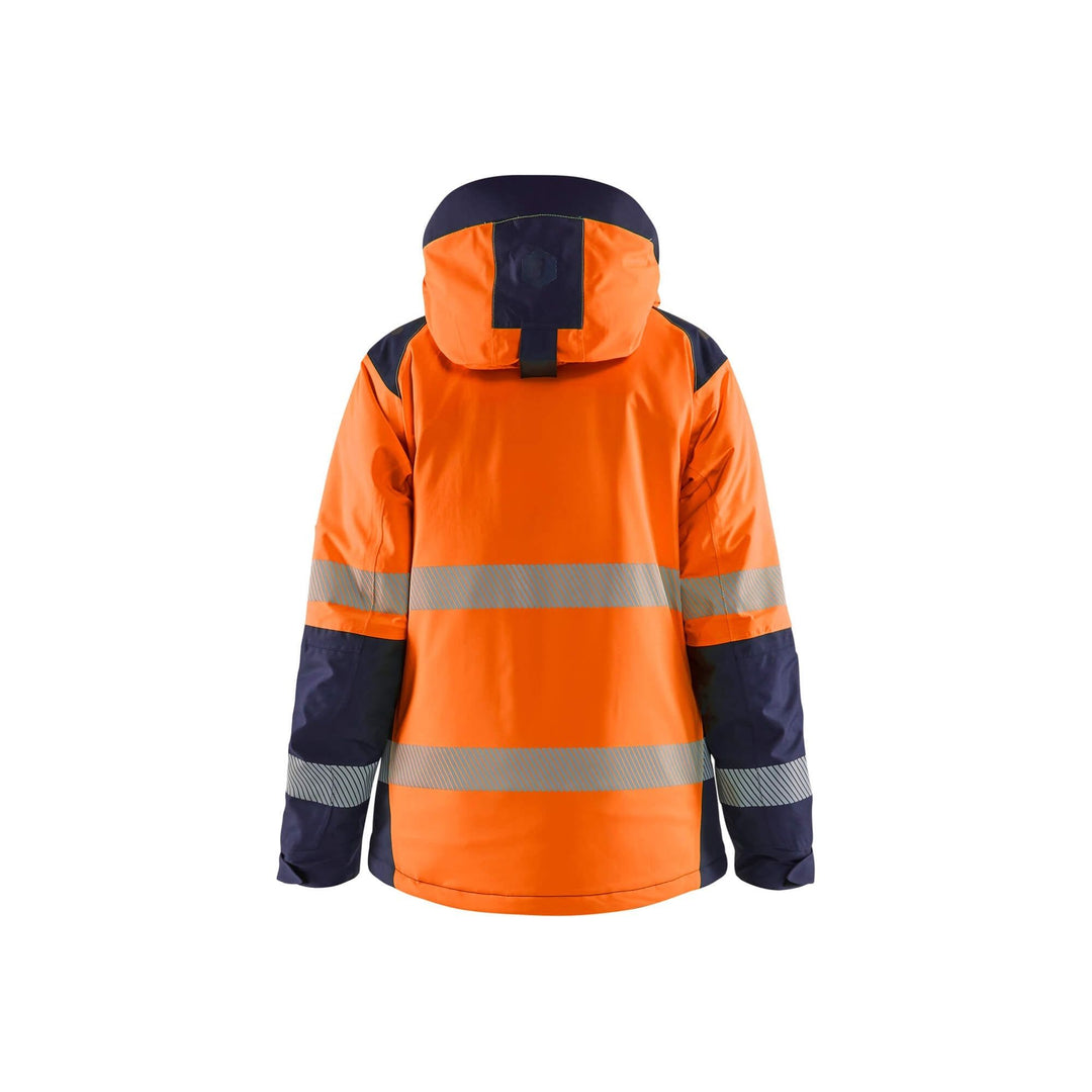 Blaklader 44561987 Womens Winter Jacket Hi-Vis Orange/Navy Blue Rear #colour_orange-navy-blue