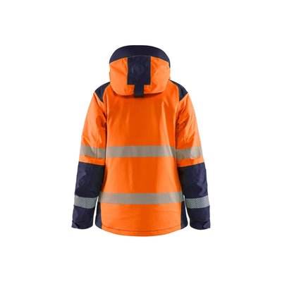 Blaklader 44561987 Womens Winter Jacket Hi-Vis Orange/Navy Blue Rear #colour_orange-navy-blue