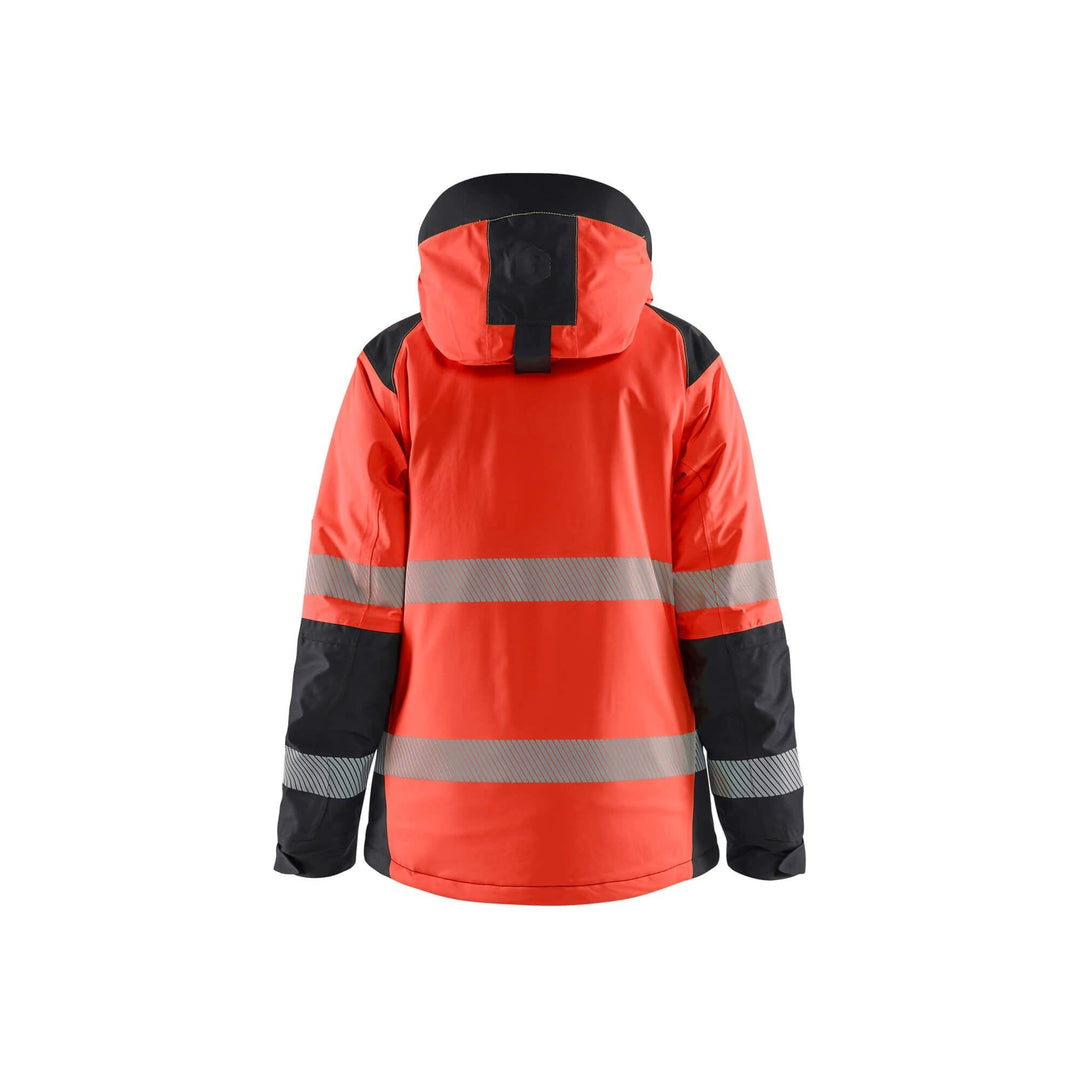 Blaklader 44561987 Womens Winter Jacket Hi-Vis Red/Black Rear #colour_red-black