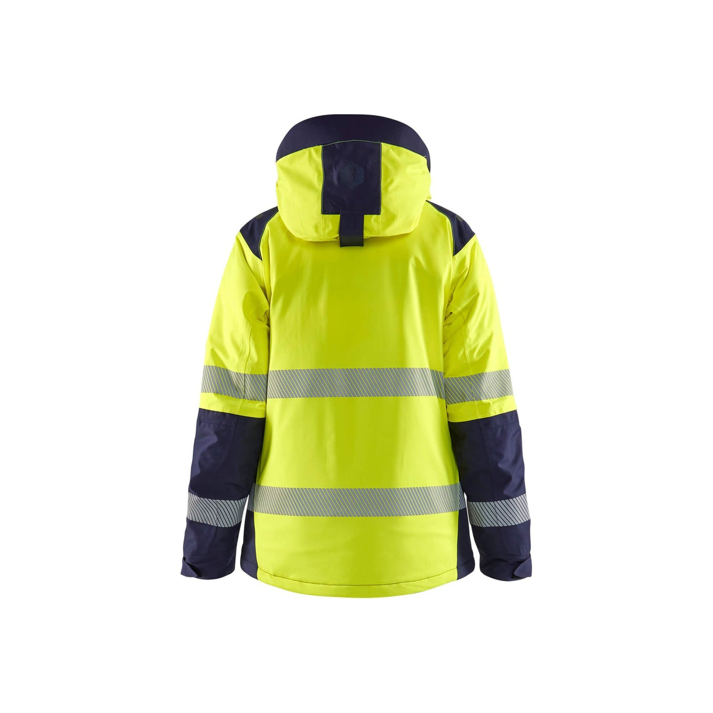 Blaklader 44561987 Womens Winter Jacket Hi-Vis Yellow/Navy Blue Rear #colour_yellow-navy-blue
