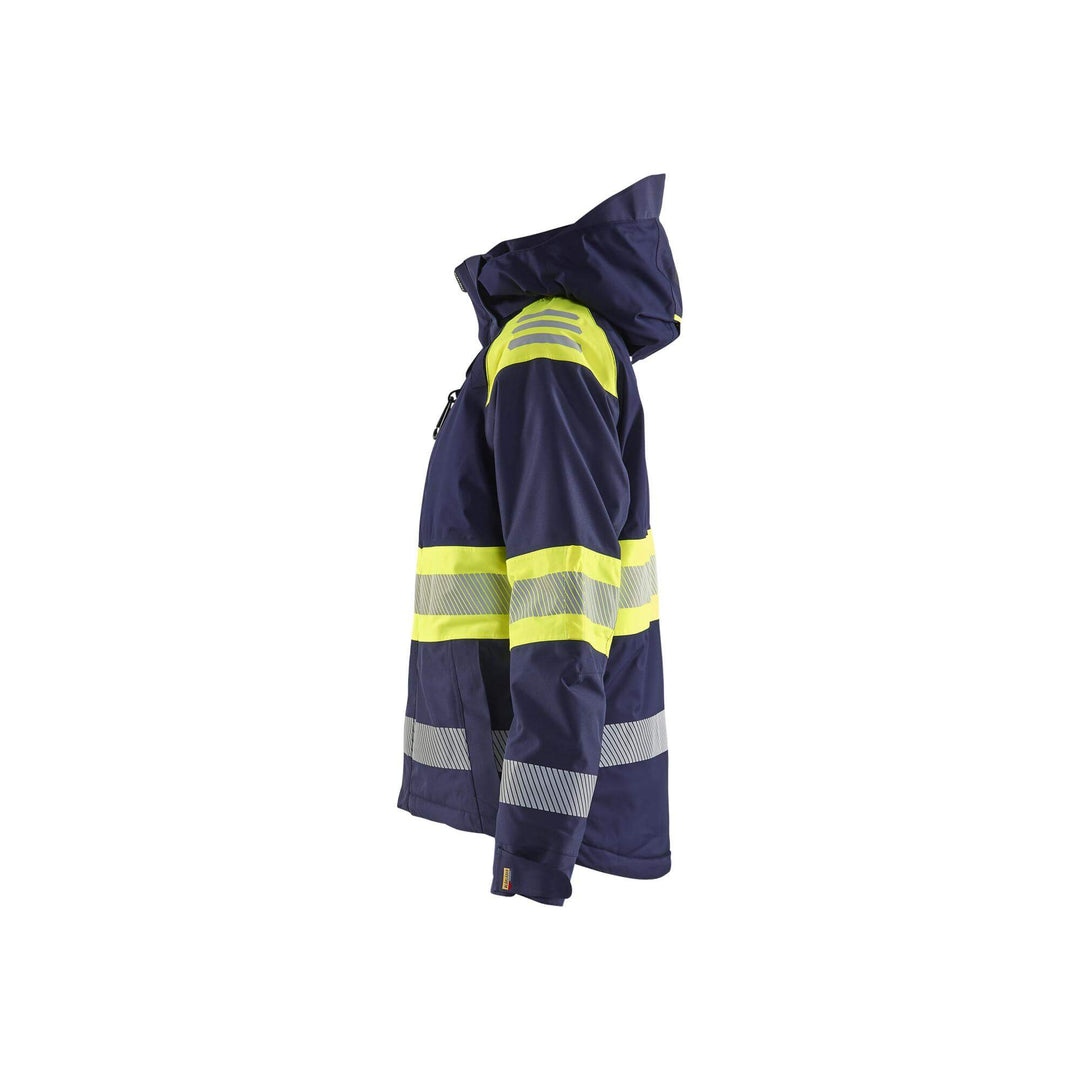 Blaklader 44701977 Womens Winter Jacket Hi-Vis Navy Blue/Hi-Vis Yellow Left #colour_navy-blue-hi-vis-yellow