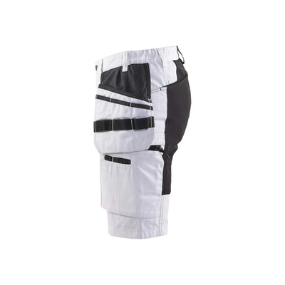 Blaklader 71711000 Womens X1900 Painters Shorts with Stretch White/Black Left #colour_white-black