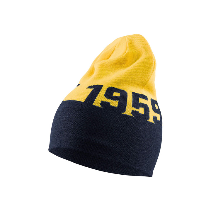 Blaklader 20560000 Work Beanie Hat Dark Navy Blue/Yellow Main #colour_dark-navy-blue-yellow