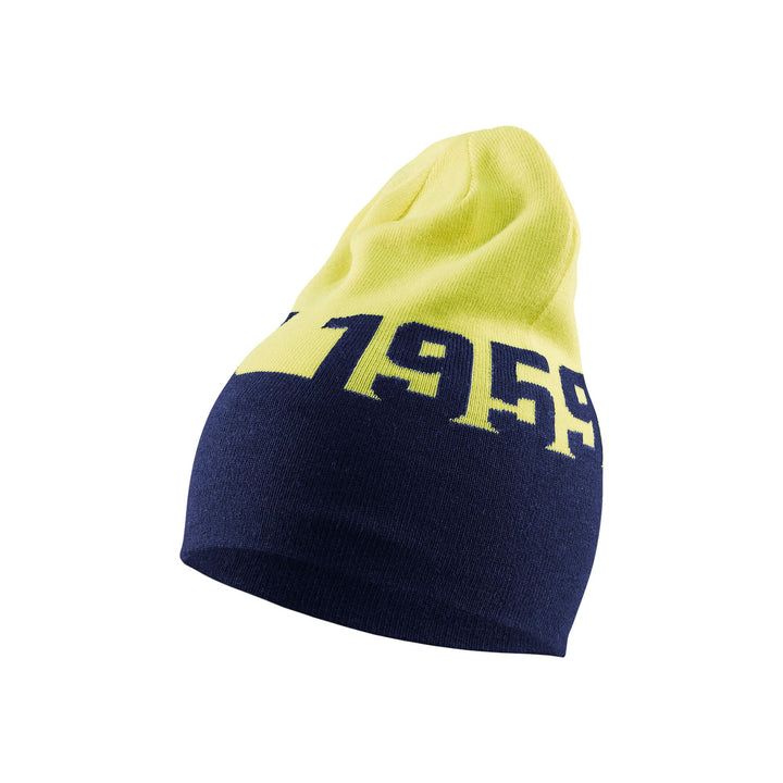 Blaklader 20560000 Work Beanie Hat Navy Blue/Hi-Vis Yellow Main #colour_dark-navy-yellow