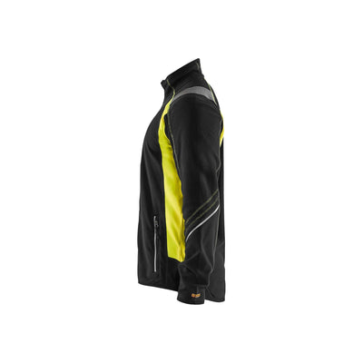 Blaklader 49931010 Work Fleece Jacket Black/Hi-Vis Yellow Left #colour_black-yellow