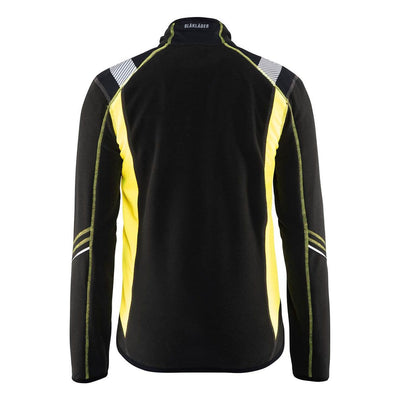 Blaklader 49931010 Work Fleece Jacket Black/Hi-Vis Yellow Rear #colour_black-yellow