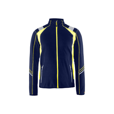 Blaklader 49931010 Work Fleece Jacket Navy Blue/Hi-Vis Yellow Main #colour_navy-blue-yellow