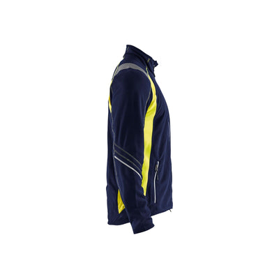 Blaklader 49931010 Work Fleece Jacket Navy Blue/Hi-Vis Yellow Right #colour_navy-blue-yellow