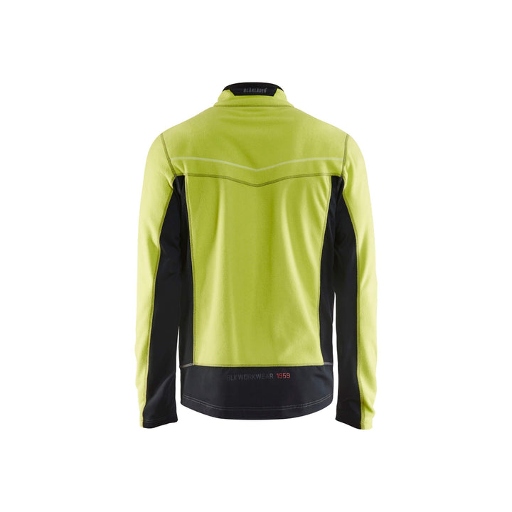 Blaklader 49971010 Work Fleece Jacket Lime/Black Rear #colour_lime-black