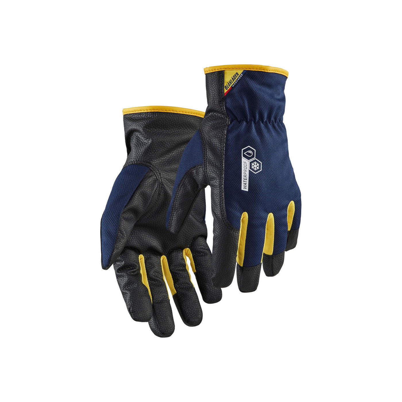 Blaklader 28721475 Work Gloves Lined WR Dark Navy Blue/Yellow Main #colour_dark-navy-blue-yellow