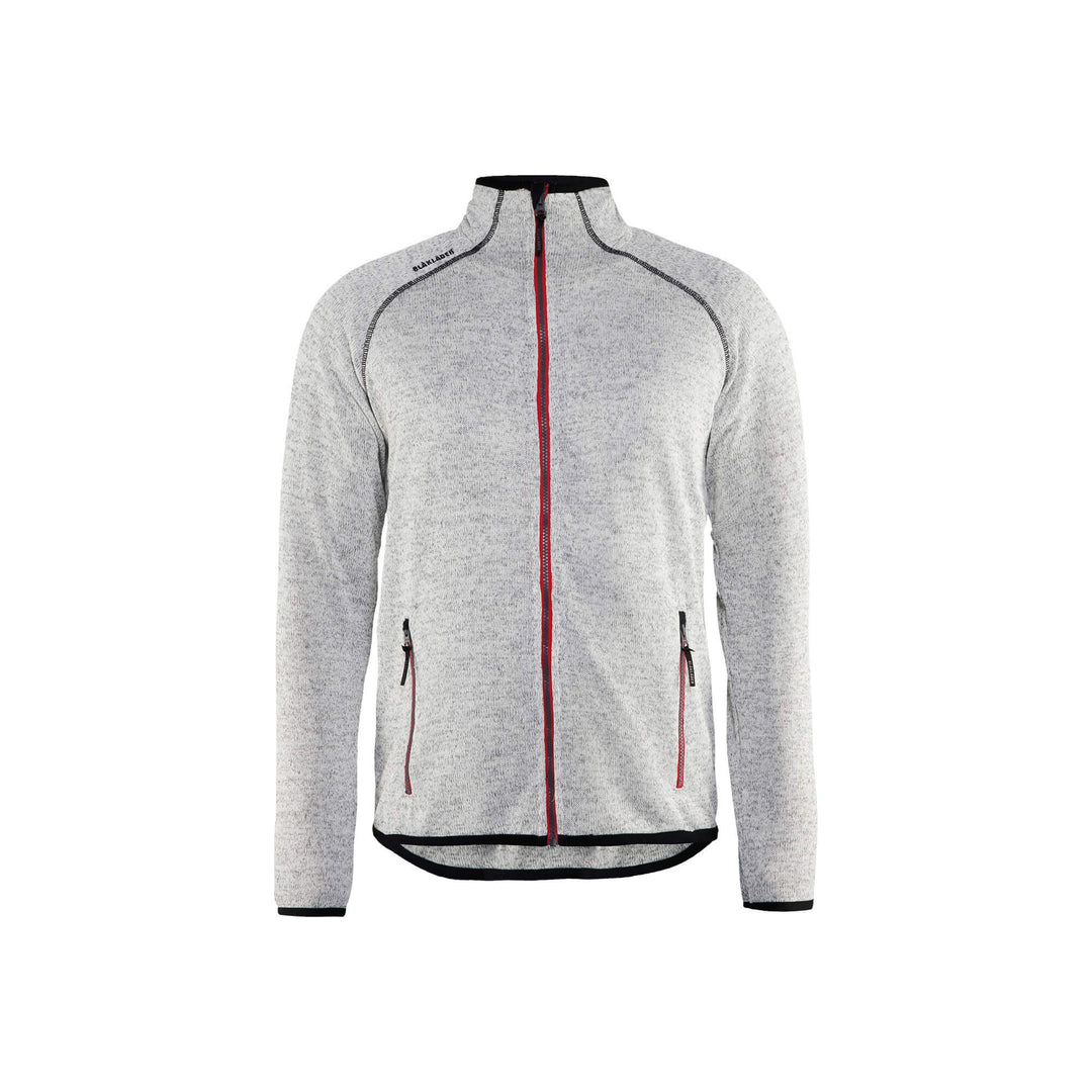 Blaklader 49422117 Work Knitted Jacket Grey Melange/Red Main #colour_grey-melange-red