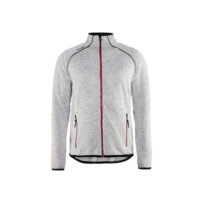 Blaklader 49422117 Work Knitted Jacket Grey Melange/Red Main #colour_grey-melange-red