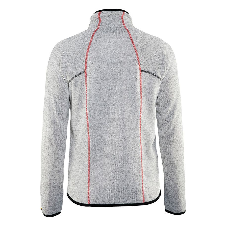 Blaklader 49422117 Work Knitted Jacket Grey Melange/Red Rear #colour_grey-melange-red