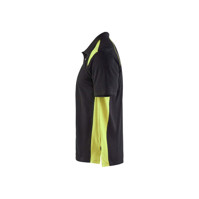 Blaklader 33241050 Work Polo Shirt Black/Hi-Vis Yellow Left #colour_black-yellow