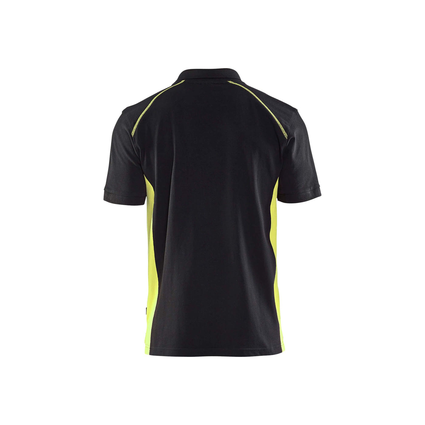 Blaklader 33241050 Work Polo Shirt Black/Hi-Vis Yellow Rear #colour_black-yellow