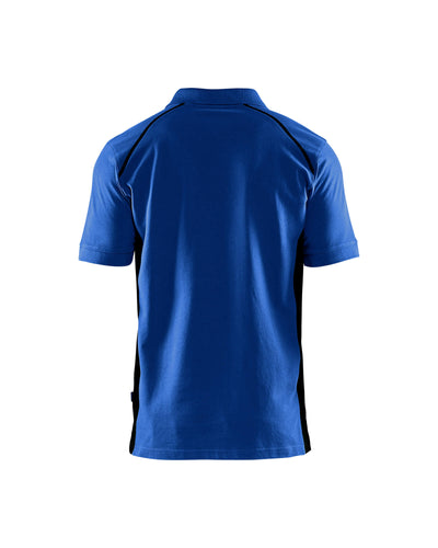 Blaklader 33241050 Work Polo Shirt Cornflower Blue/Black Rear #colour_cornflower-blue-black