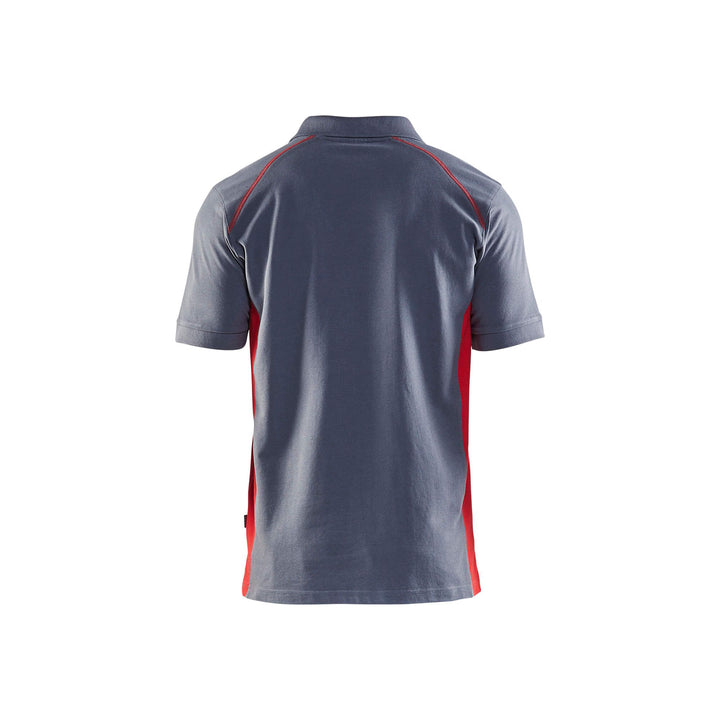 Blaklader 33241050 Work Polo Shirt Grey/Red Rear #colour_grey-red