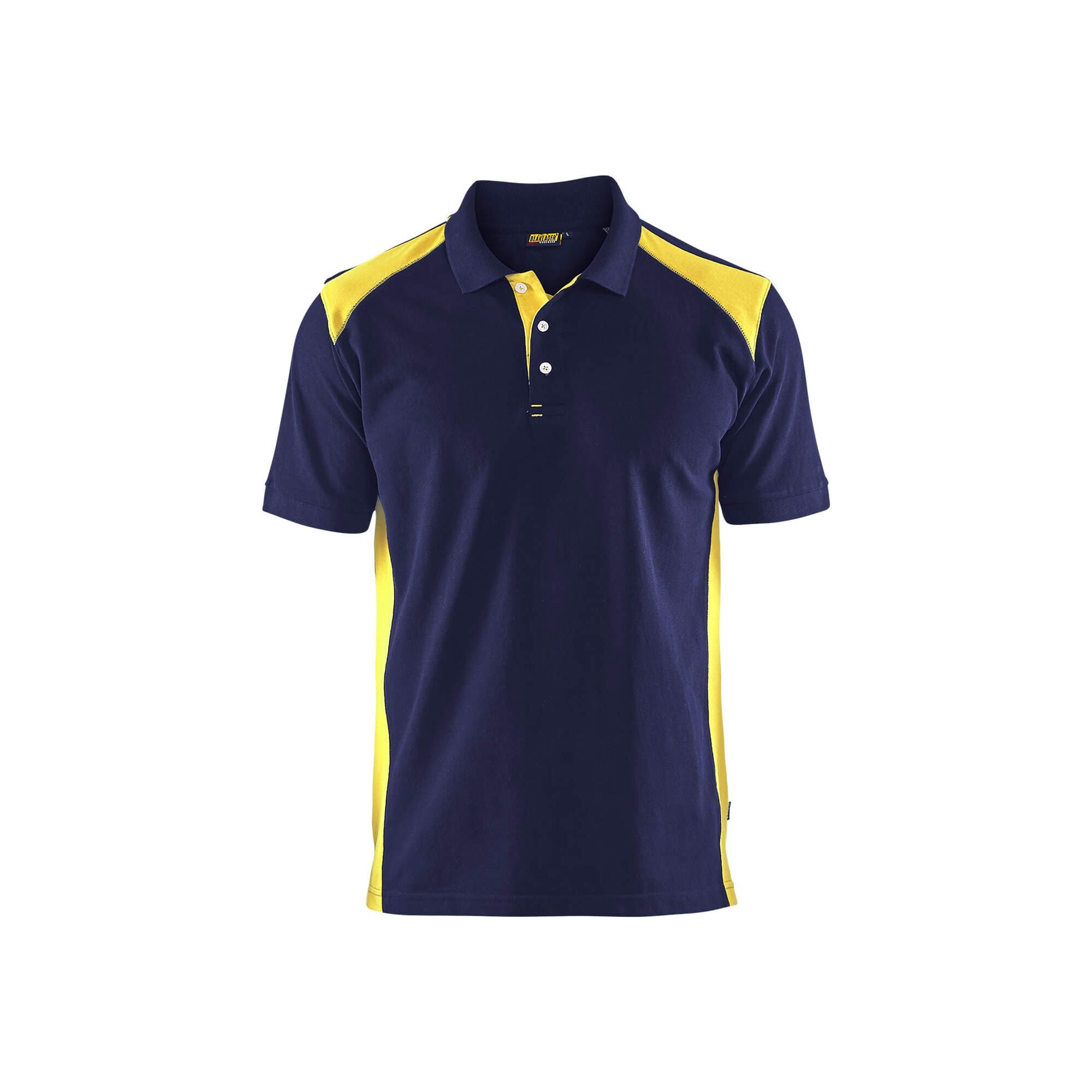 Blaklader 33241050 Work Polo Shirt Navy Blue/Hi-Vis Yellow Main #colour_navy-blue-yellow