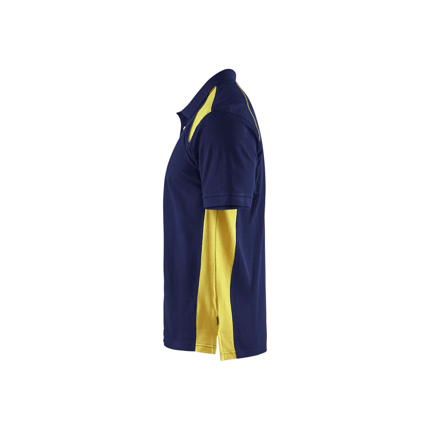 Blaklader 33241050 Work Polo Shirt Navy Blue/Hi-Vis Yellow Left #colour_navy-blue-yellow