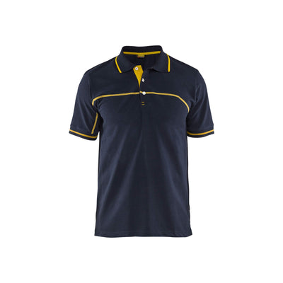 Blaklader 33891050 Work Polo Shirt Dark Navy Blue/Yellow Main #colour_dark-navy-yellow